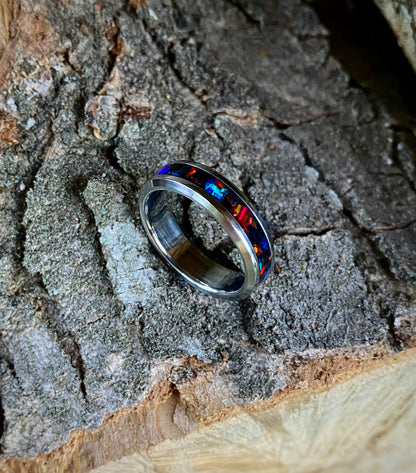 Opal and Black Tourmaline Ring