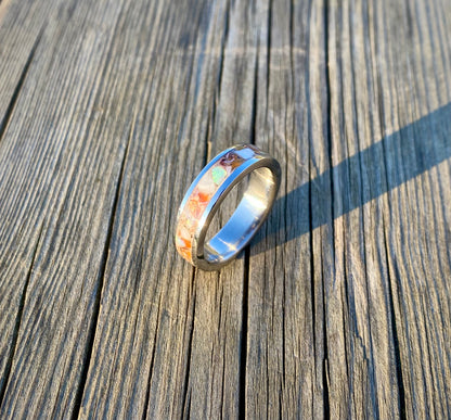 Opal, Carnelian, Shell and Copper ring