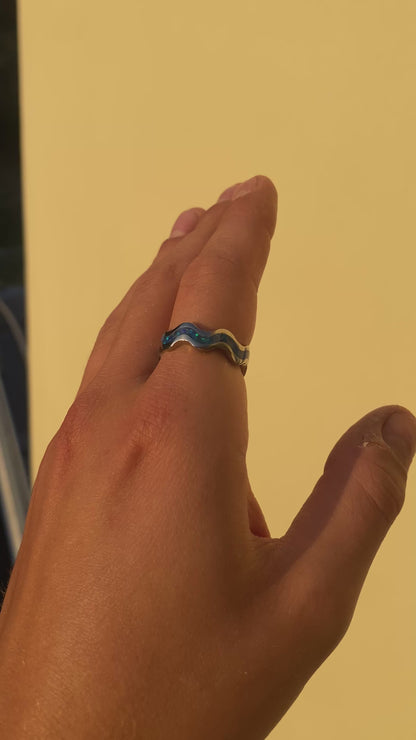 Anello di Titanio ed Opale - Wave Ring